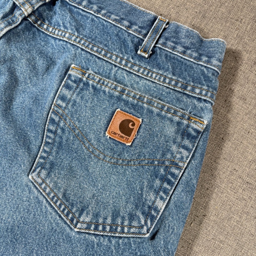Carhartt B113DST Jeans Mens 40x32 Blue Straight Leg Denim Workwear Pants